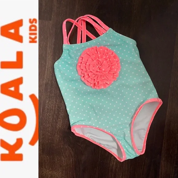 🌸🌸 Cute Turquoise Polka Dot Swimsuit with Pin…